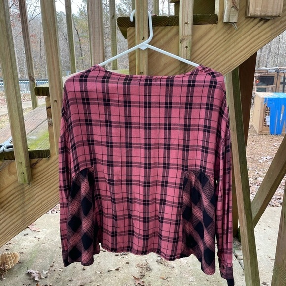 Altar’d State colorblock buffalo plaid boho blouse - Picture 5 of 5